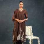 Brown Applique Kurta Set