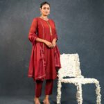 Mahroon Mul Kurta Set